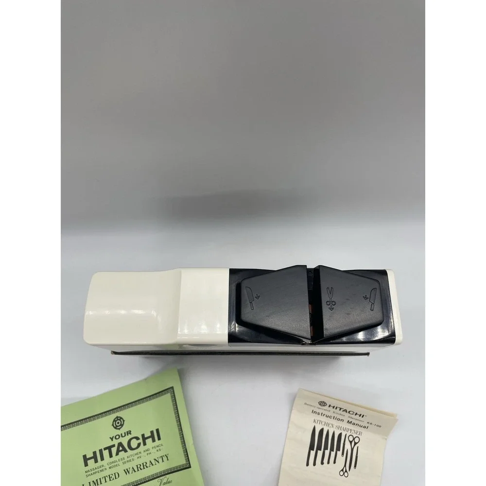 VTG Hitachi KS-100 Cordless Knife Sharpener White Battery‎ Operated Japan Tested